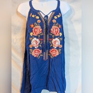 Floral Embroidered Blue top